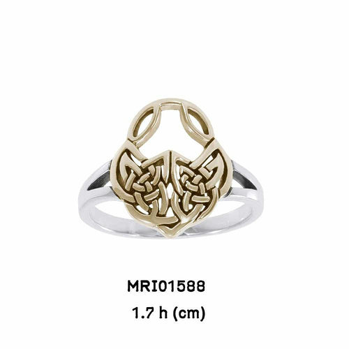 A celebration of the Celtic heritage ~ Celtic Knotwork Sterling Silver Ring with 14K Gold Accent MRI1588 | Ring | Wiccan Center