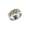 Elegant Celtic Knotwork Sterling Silver Ring With 14K Gold Accent MRI1205 Jewelry