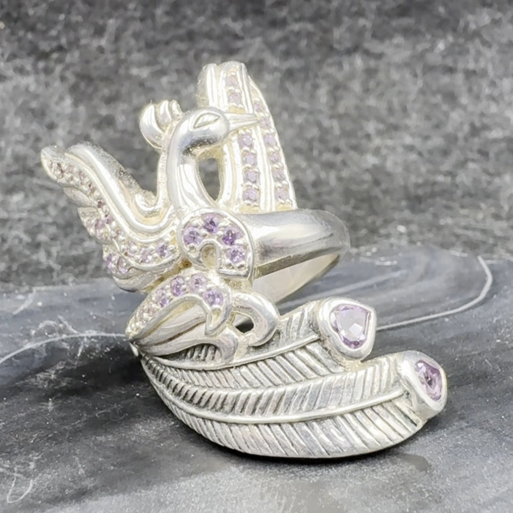 Mythical Phoenix Ring in Sterling Silver with 14K Gold Accent and Gemstone MRI1741