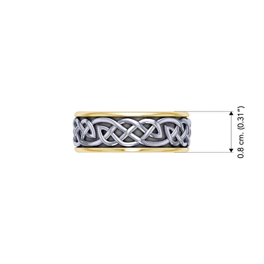 Celtic Knotwork Sterling Silver with 14K Gold Accent Ring MRI1759