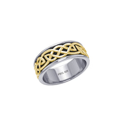 Celtic Knotwork Sterling Silver with 14K Gold Accent Ring MRI1759 | Rings | Wiccan Center