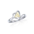 Heart with Celtic Trinity Knot Silver and 14K Gold Accent Ring MRI1785