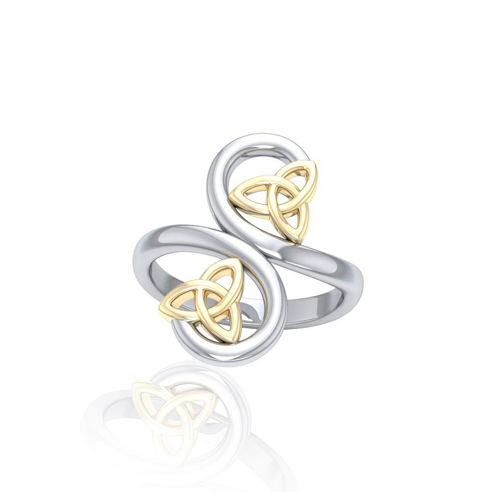 Celtic Trinity Knot Spiral 14K Gold Accent Ring MRI1786