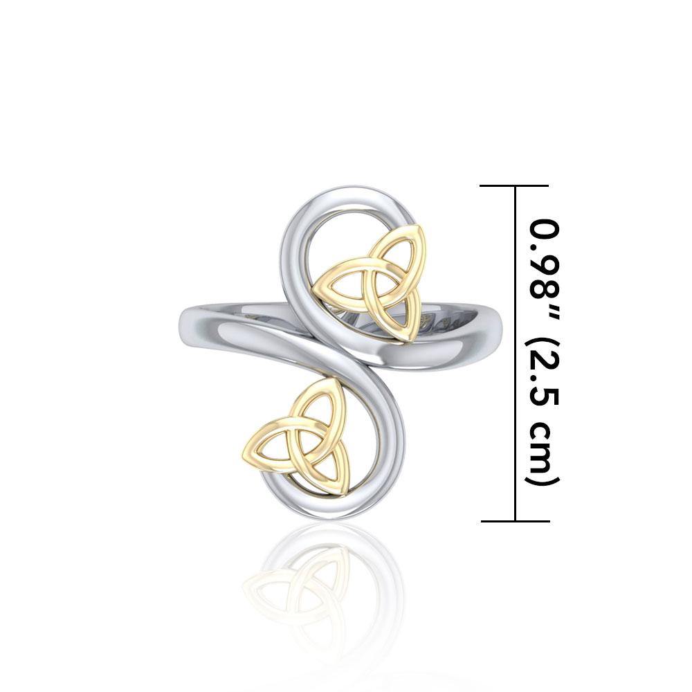 Celtic Trinity Knot Spiral 14K Gold Accent Ring MRI1786