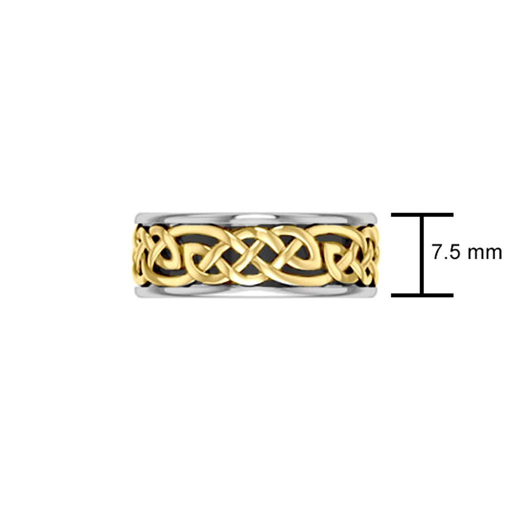 Celtic Knotwork Sterling Silver and 14K Gold Accent Wedding Ring MRI2353