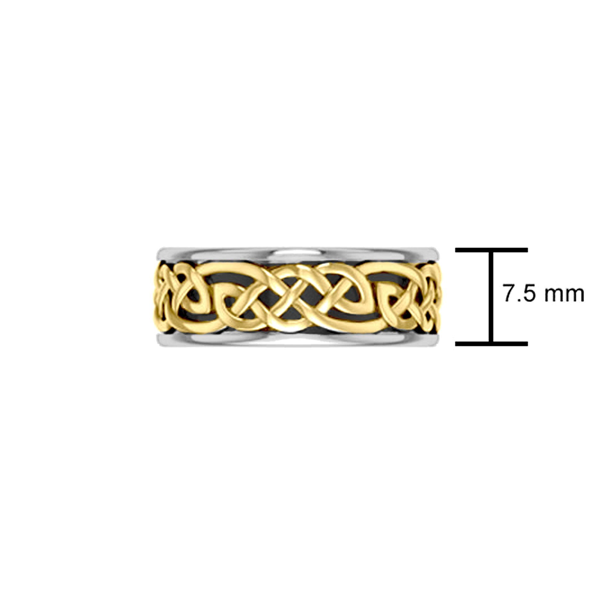 Celtic Knotwork Sterling Silver and 14K Gold Accent Wedding Ring MRI2353