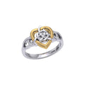 Celtic Heart And Triquetra Sterling Silver with 14K Gold Accent Ring MRI2389
