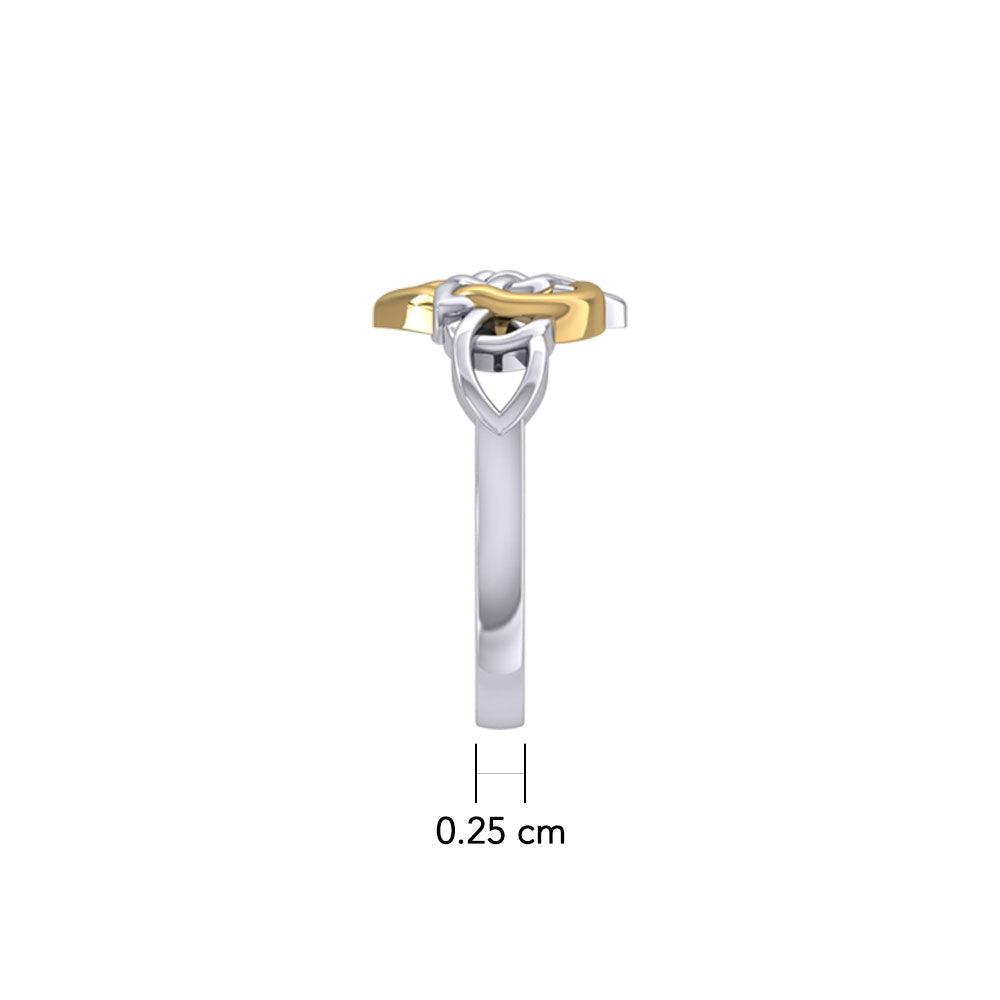 Celtic Heart And Triquetra Sterling Silver with 14K Gold Accent Ring MRI2389