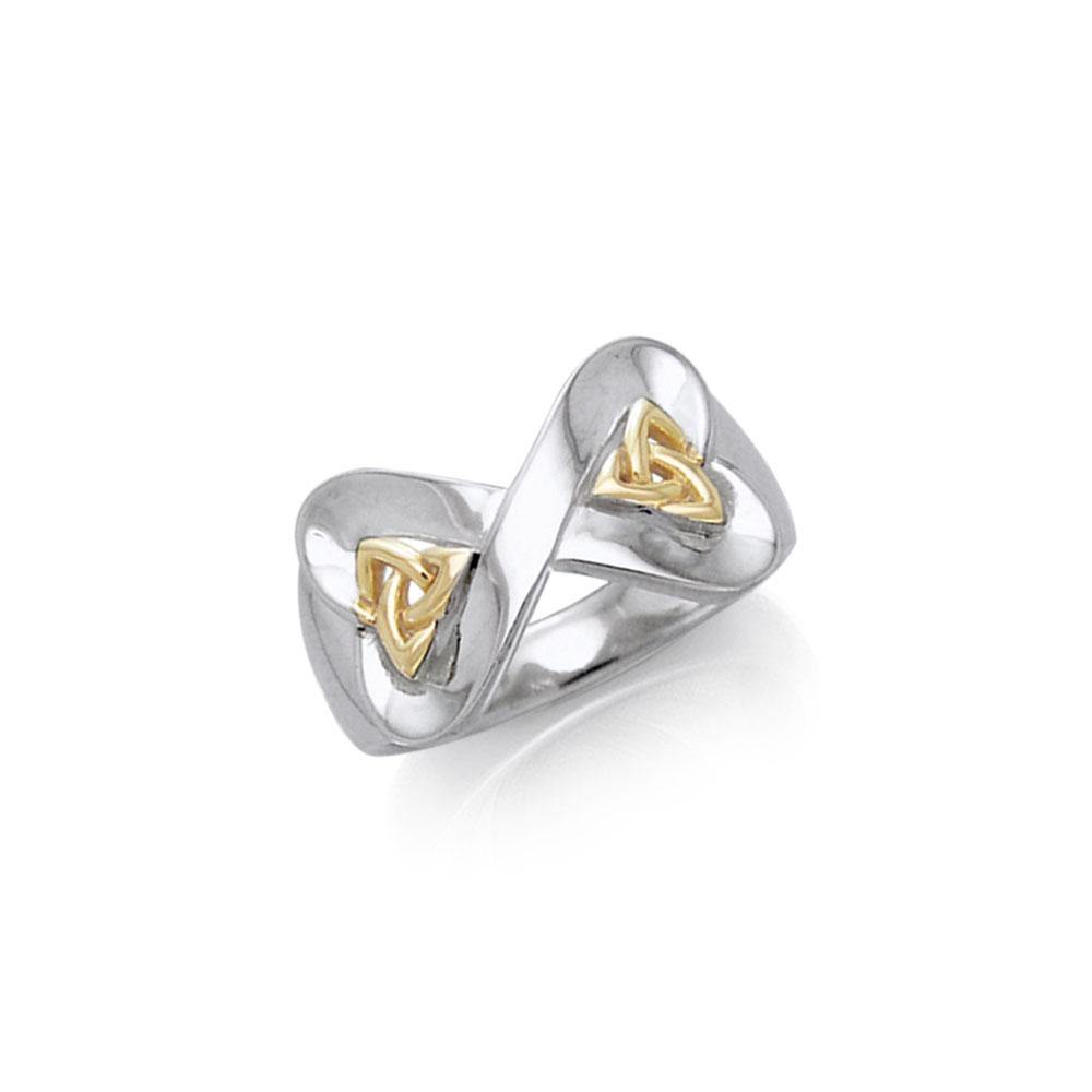Danu Celtic Knotwork Silver and 14K Gold Accent Ring MRI599