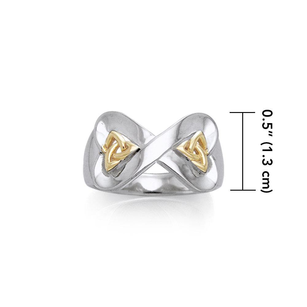 Danu Celtic Knotwork Silver and 14K Gold Accent Ring MRI599