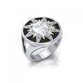 Celtic Sun Ring With Trinity Knot in Sterling Silver and 14K Gold Plated Accents MRI632
