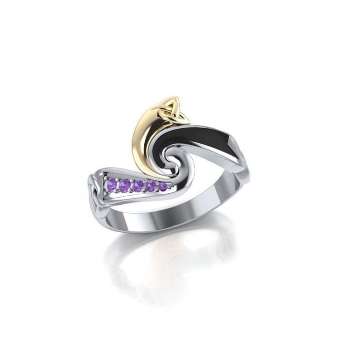 Endless and Modern ~ Celtic Triskele Silver & 14K Gold Accent Ring MRI636