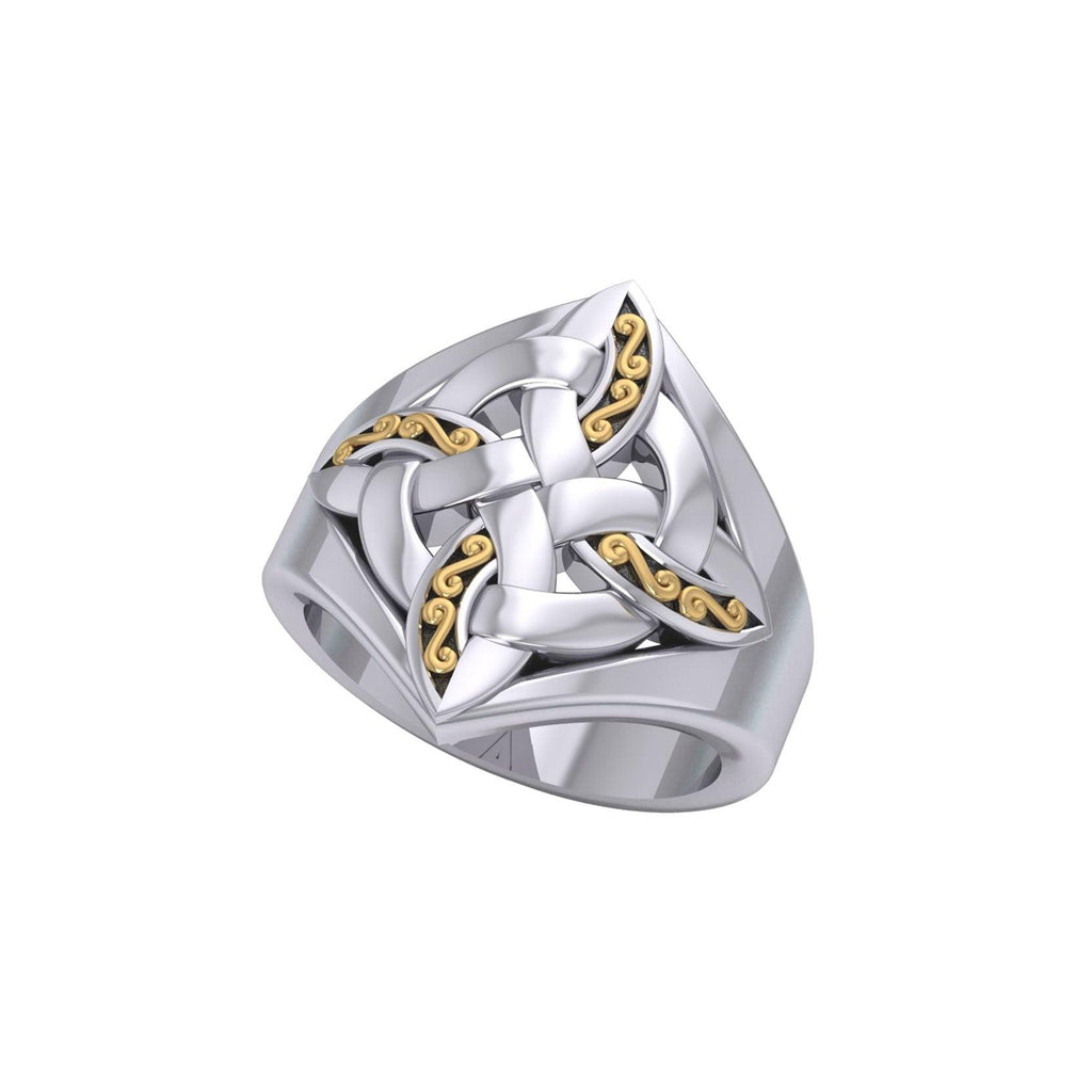 Celtic Four-Point Sterling Silver With 18K Gold Accent Ring MRI655