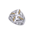 Celtic Four-Point Sterling Silver With 18K Gold Accent Ring MRI655