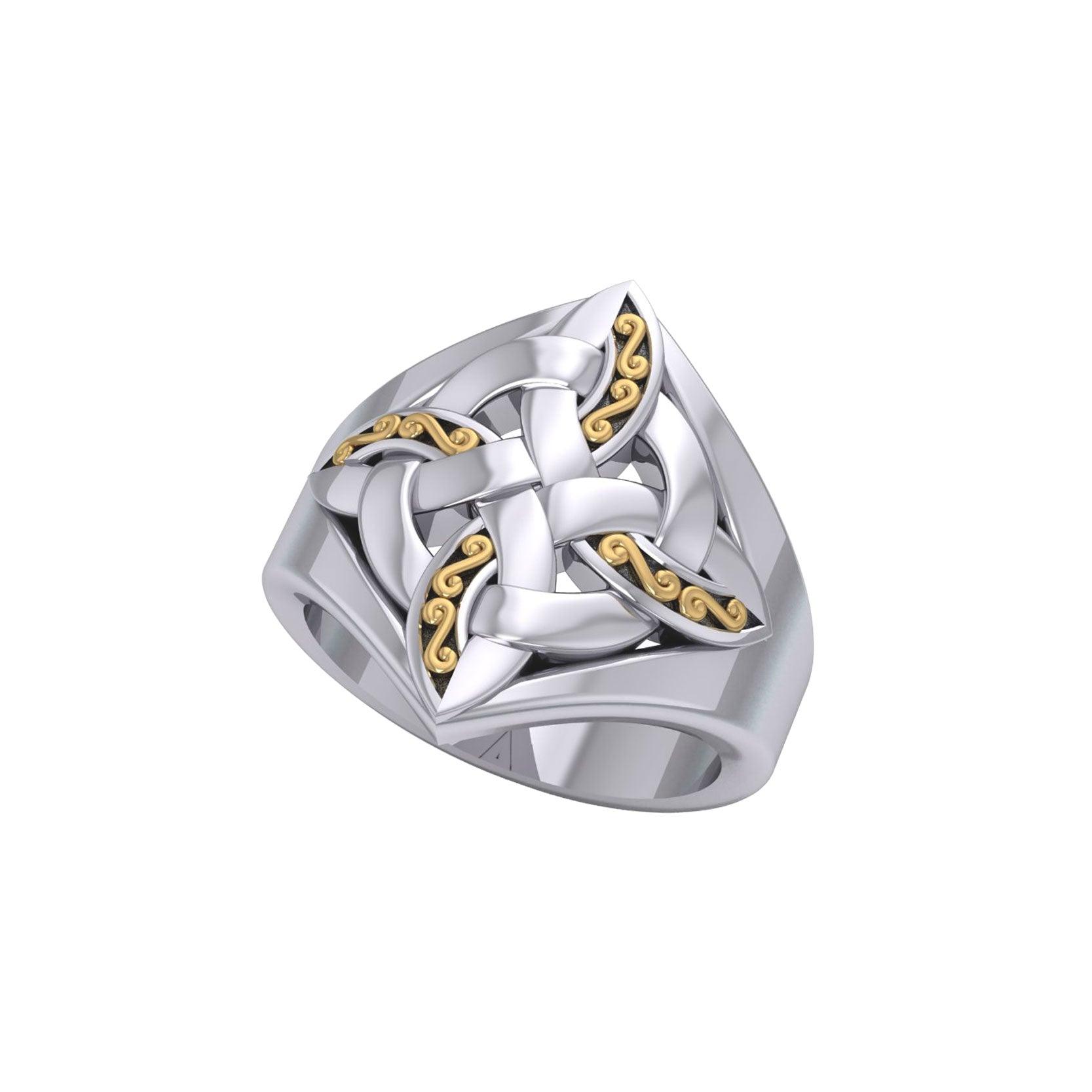 Celtic Four-Point Sterling Silver With 18K Gold Accent Ring MRI655