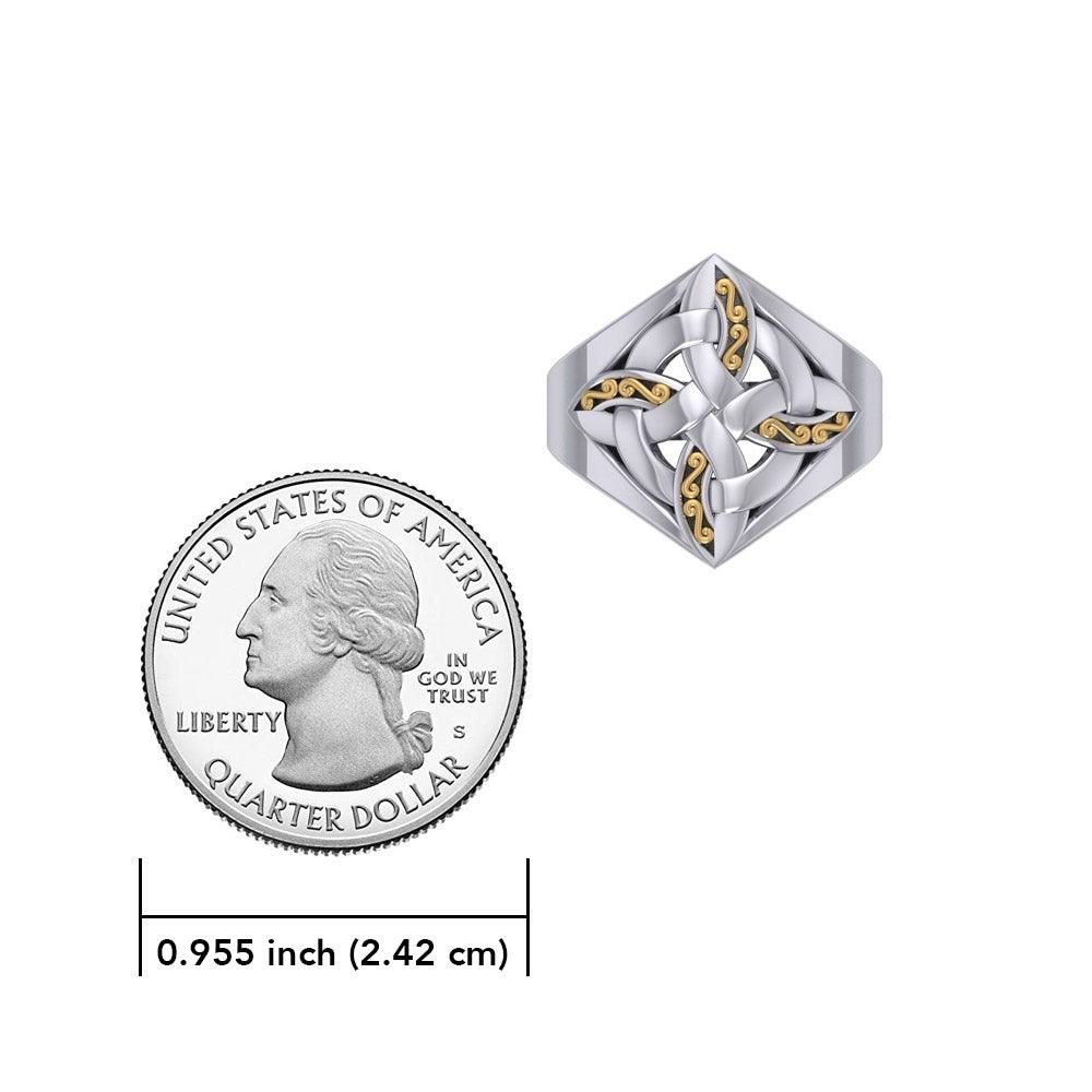 Celtic Four-Point Sterling Silver With 18K Gold Accent Ring MRI655