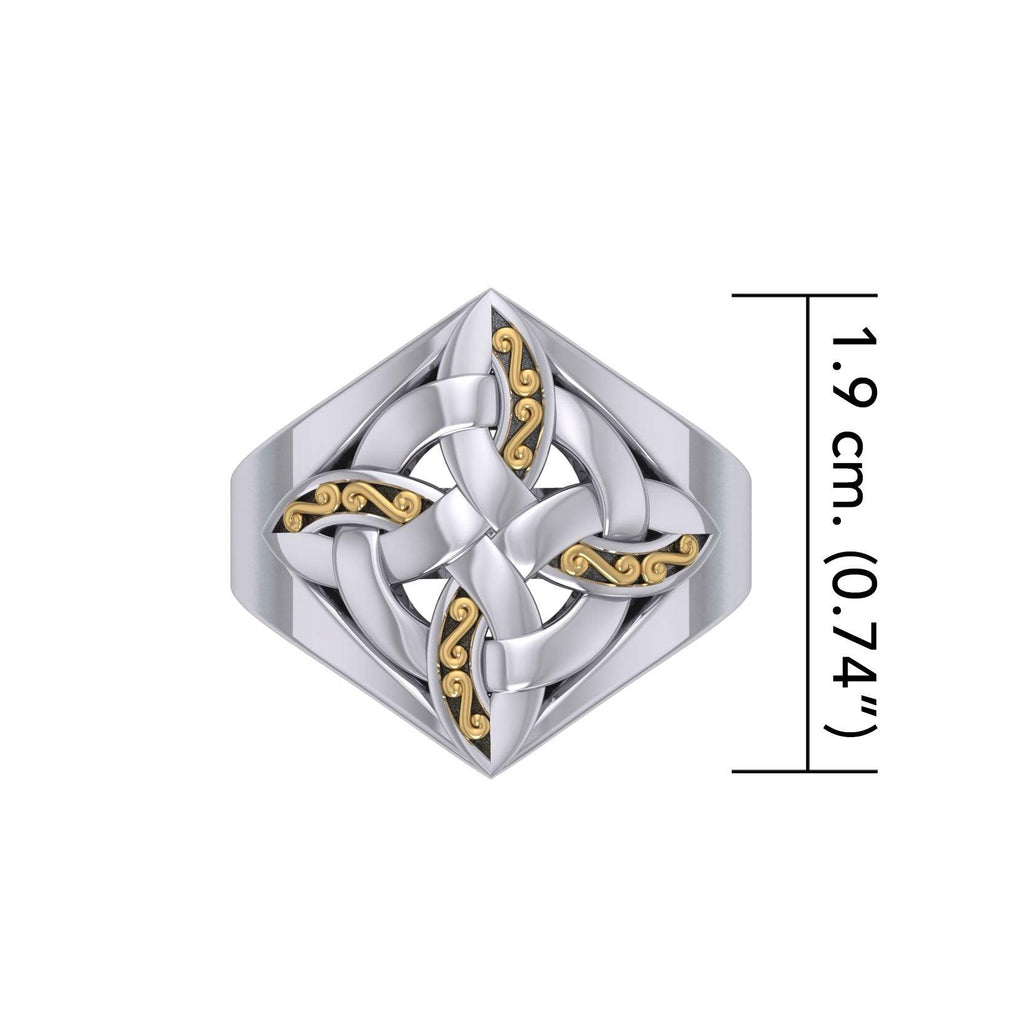 Celtic Four-Point Sterling Silver With 18K Gold Accent Ring MRI655