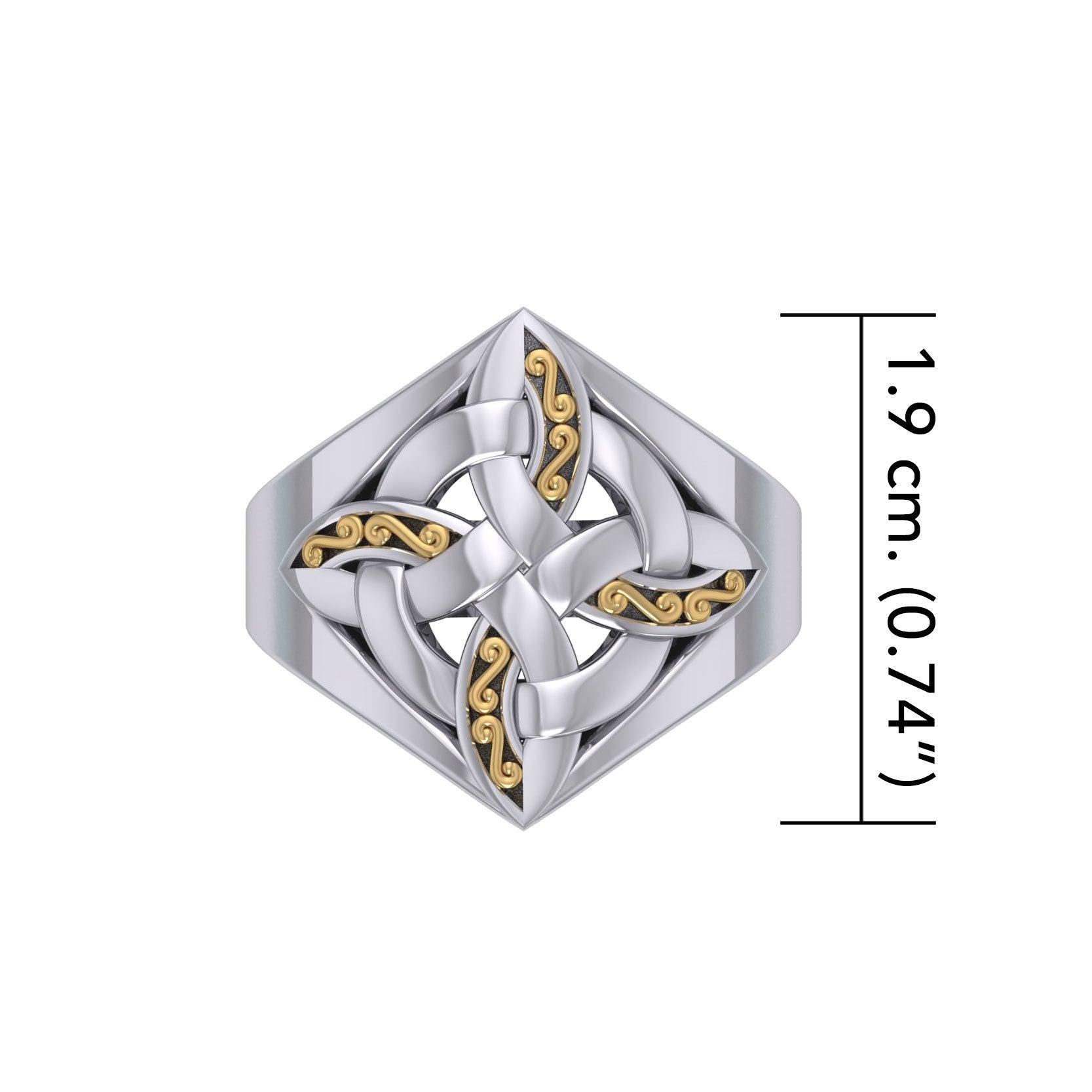 Celtic Four-Point Sterling Silver With 18K Gold Accent Ring MRI655