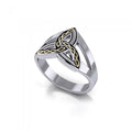 Braided Celtic Trinity ~ Sterling Silver with 18K Gold Accent Ring MRI657