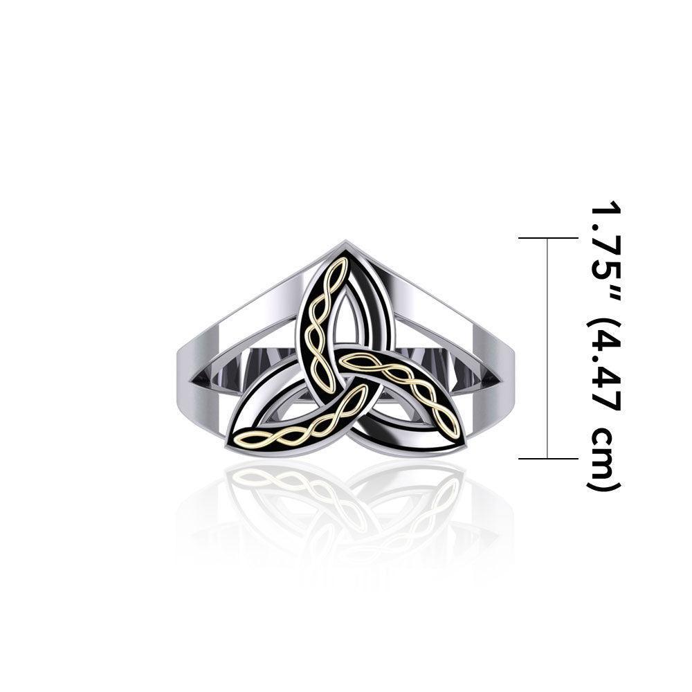 Braided Celtic Trinity ~ Sterling Silver with 18K Gold Accent Ring MRI657