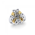 Sterling Silver Celtic Cross Ring With 18K Gold Accent MRI661 Modern Classic Jewelry For Spiritual Style