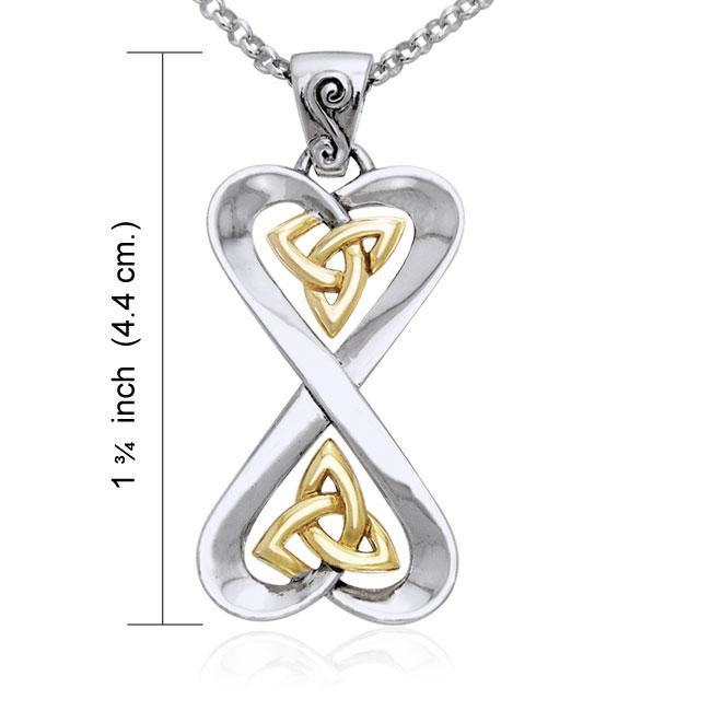 Danu Silver And Gold Celtic Knotwork Pendant Set MSE152 With Sterling Silver Chain