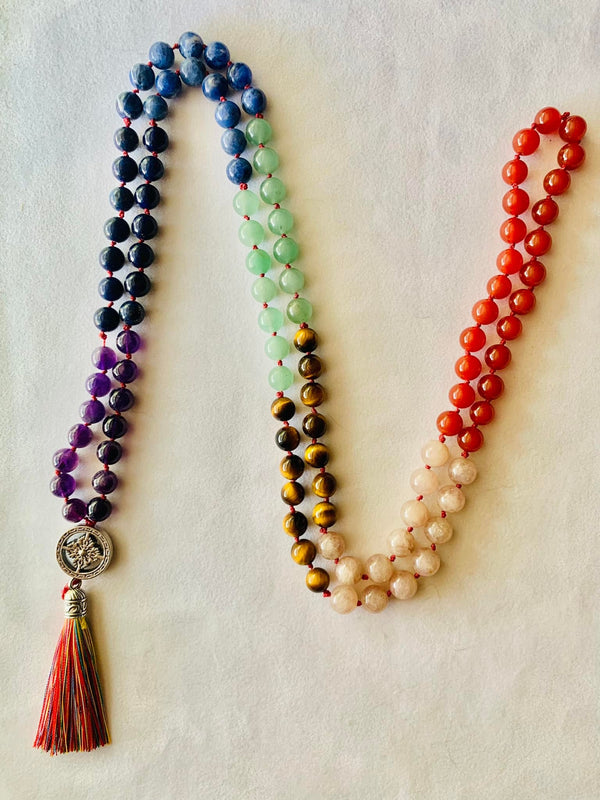 Ma'at Mala - Balance - Red Carnelian, Peach Moonstone, Yellow Tiger Eye, Green Aventurine, Sodalite, Lapis Lazuli, Amethyst | | Wiccan Center