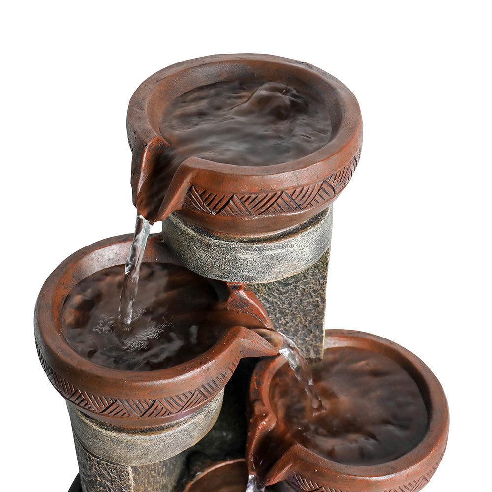 Resin Boho Carved Bowl Tabletop Water Fountain 15 Inch | Outdoor Fountain | Wiccan Center