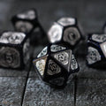 Mage Fury Blue Sandstone Silver Font Gemstone DND Dice Set | Gemstone Dice | Wiccan Center