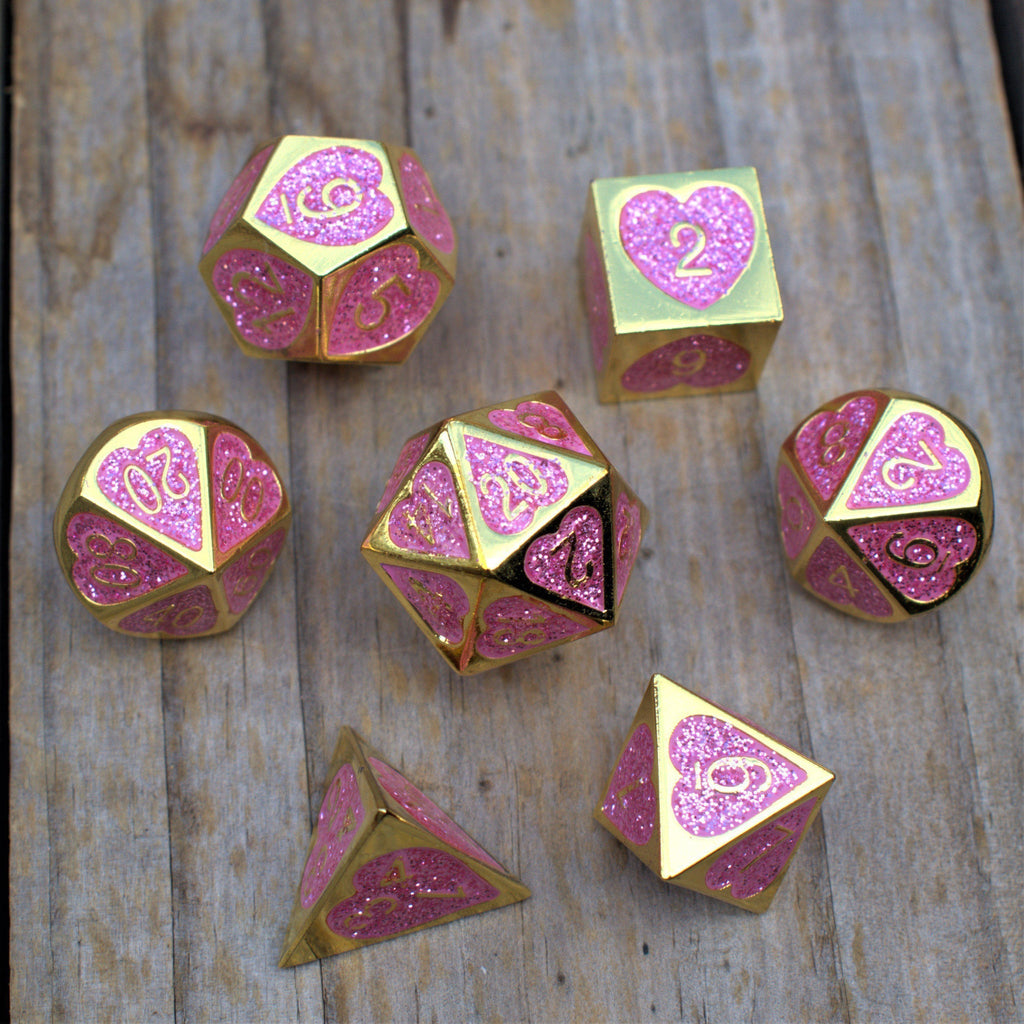 Maiden Lillian's Heart Metal Dice Set | Metal | Wiccan Center