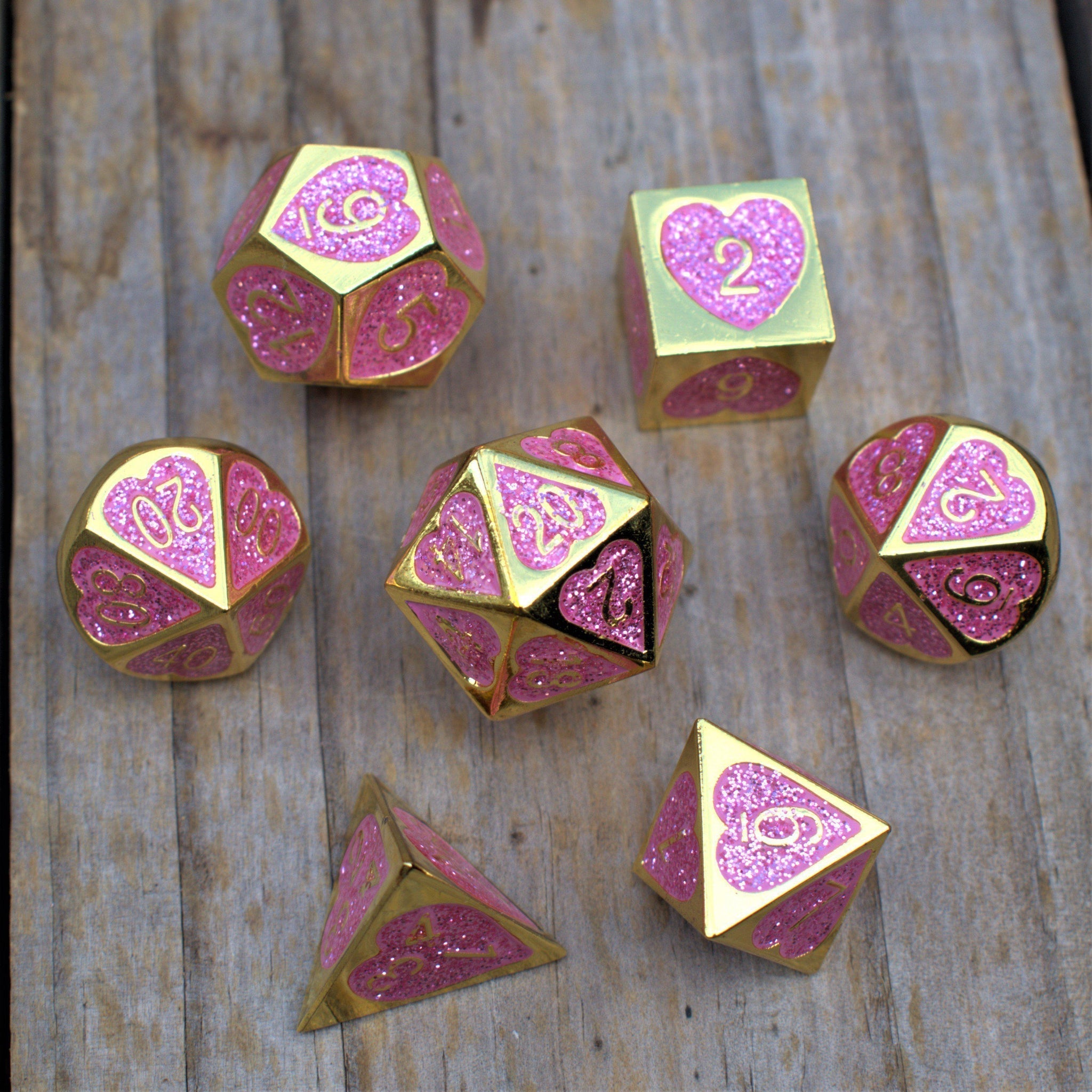 Maiden Lillian's Heart Metal Dice Set | Metal | Wiccan Center