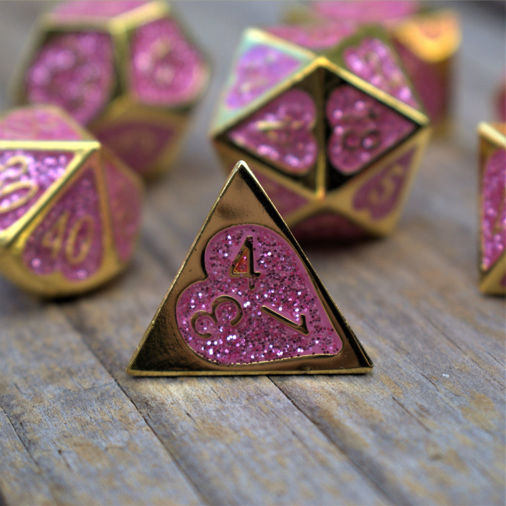 Maiden Lillian's Heart Metal Dice Set | Metal | Wiccan Center