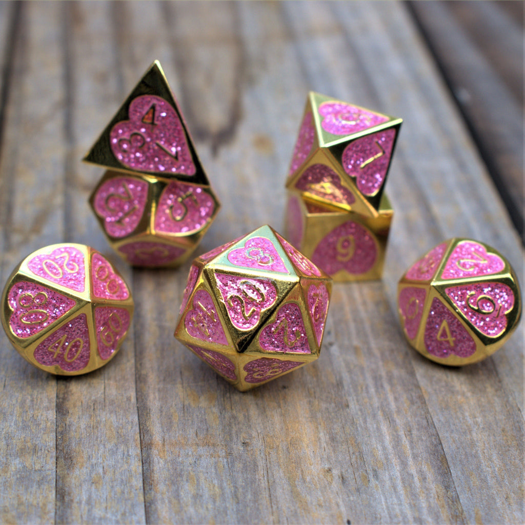 Maiden Lillian's Heart Metal Dice Set | Metal | Wiccan Center