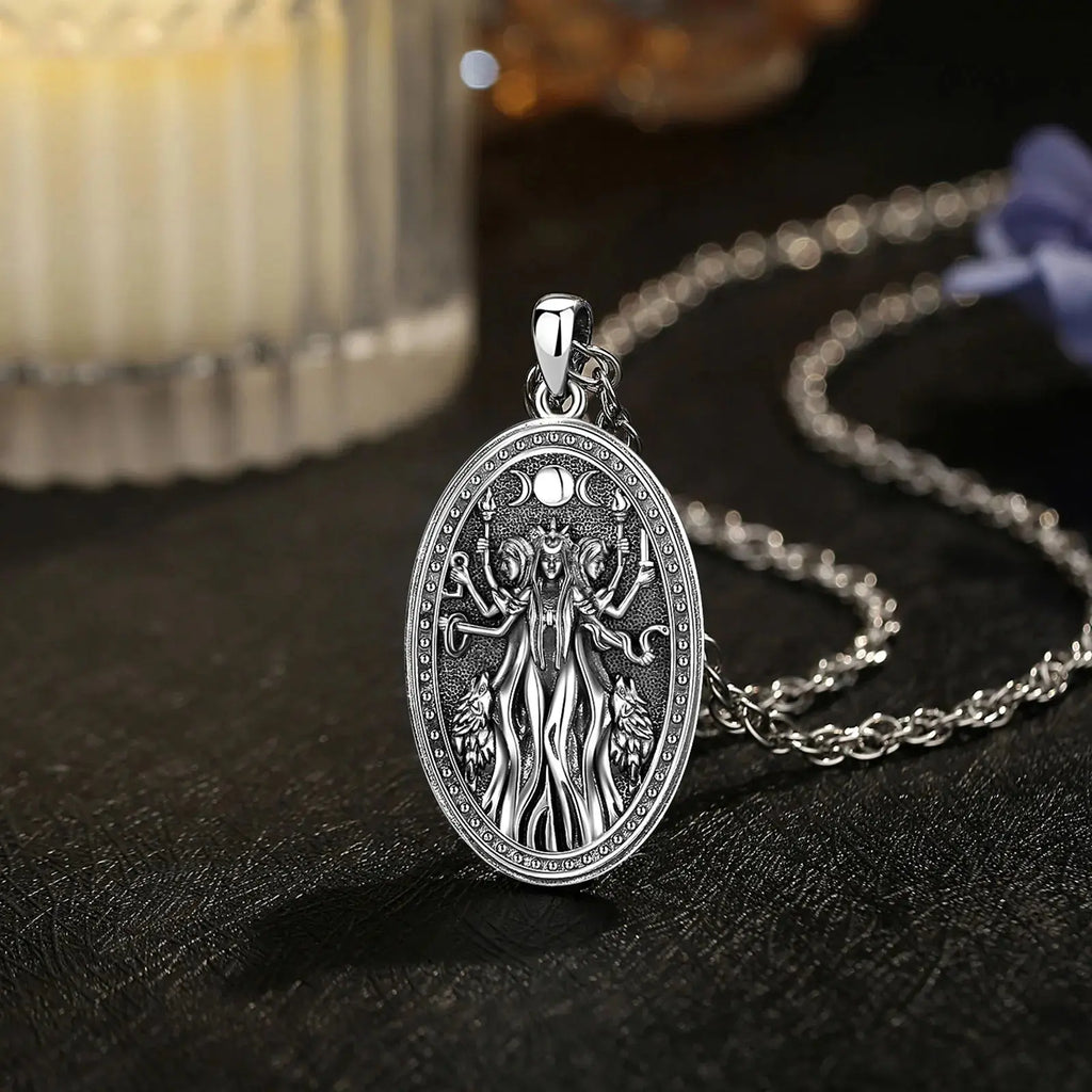 Triple Moon Goddess Sterling Silver Necklace | 925 sterling silver | Wiccan Center