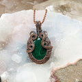 Malachite Teardrop Wire Wrap Pendant 2.35 Inch