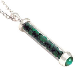 Malachite Gem Power Vial Pendant for Travel Protection | Gem Power Vials | Wiccan Center