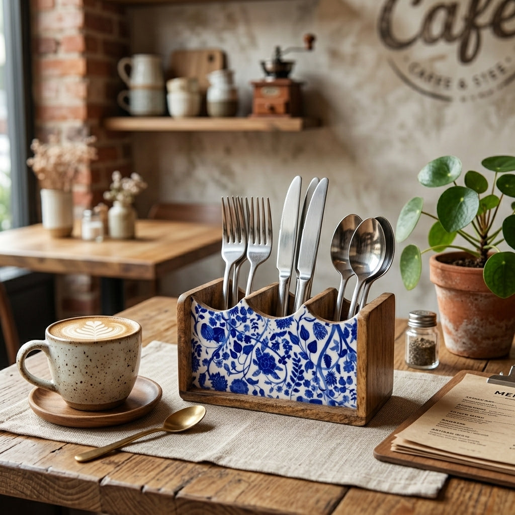 Mango Wood Cutlery Stand