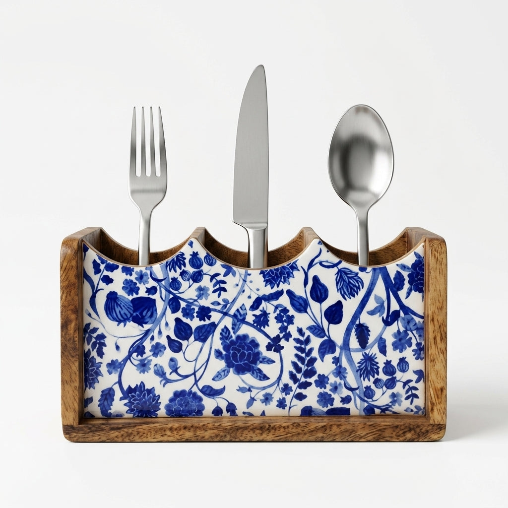Mango Wood Cutlery Stand