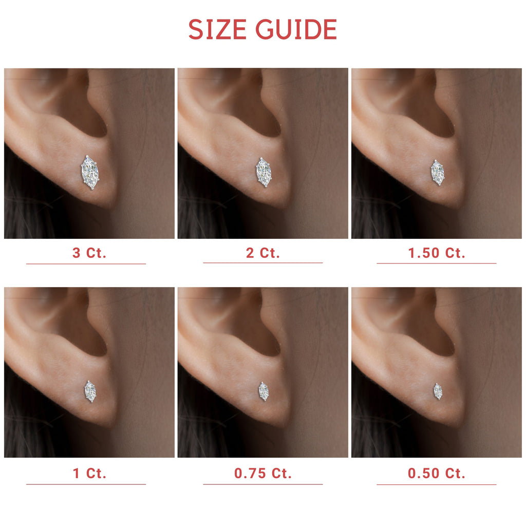 Marquise Diamond 6 Prong Stud Earrings