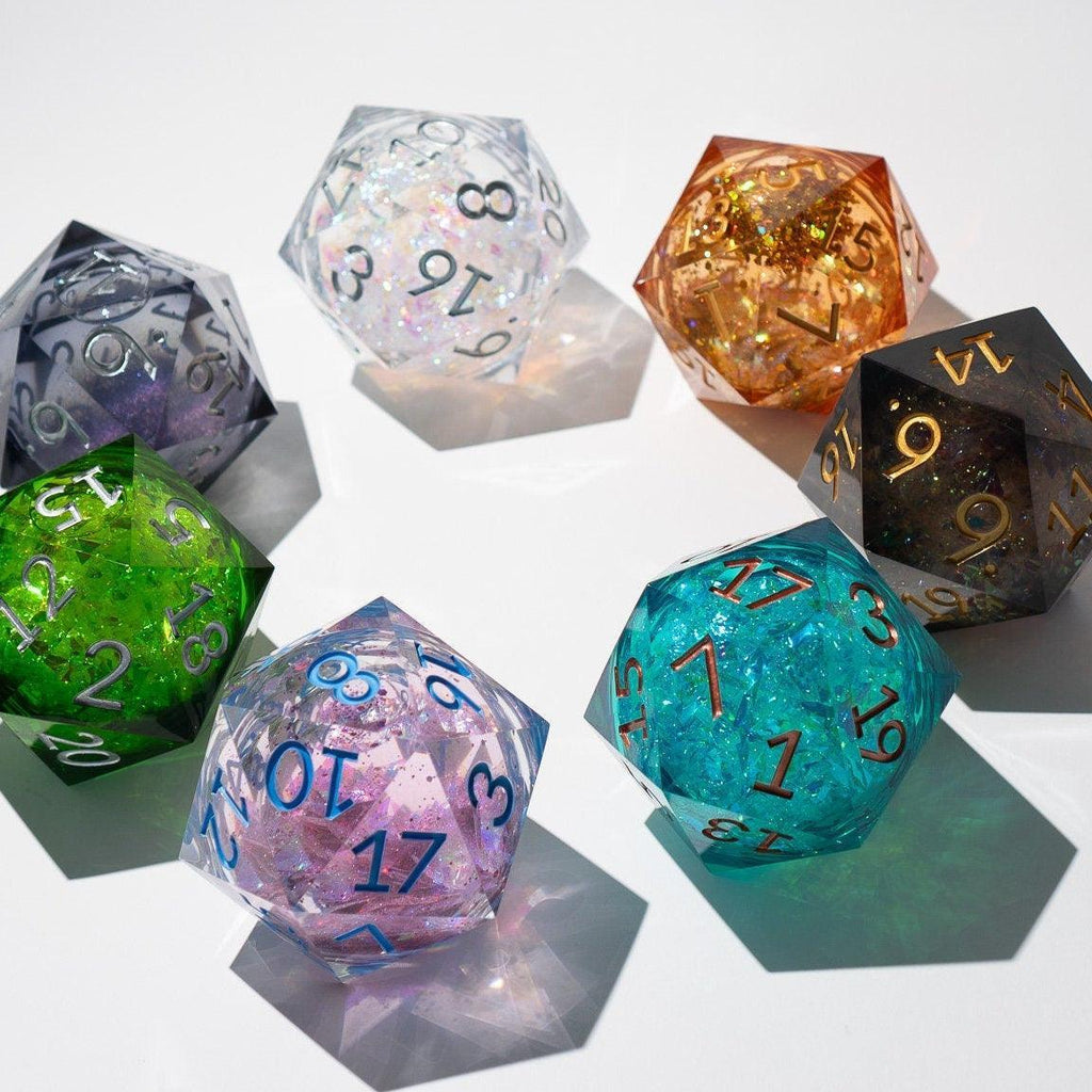Massive Black Rainbow Glitter Liquid Core 95MM Chonk Handmade Resin Dice And Box | Resin Chonk | Wiccan Center