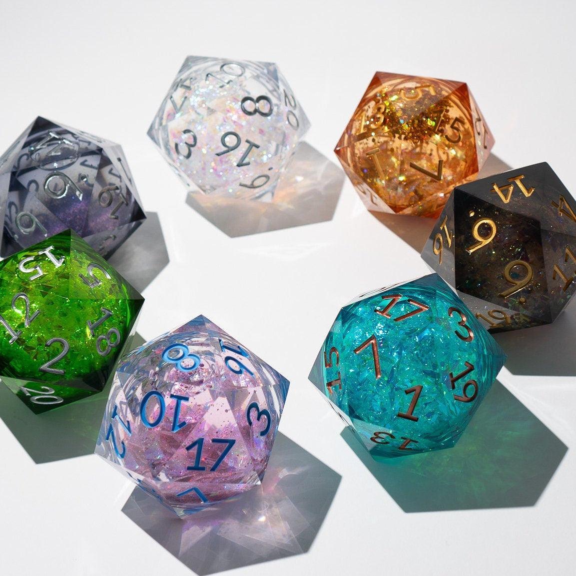 Massive Black Rainbow Glitter Liquid Core 95MM Chonk Handmade Resin Dice And Box | Resin Chonk | Wiccan Center