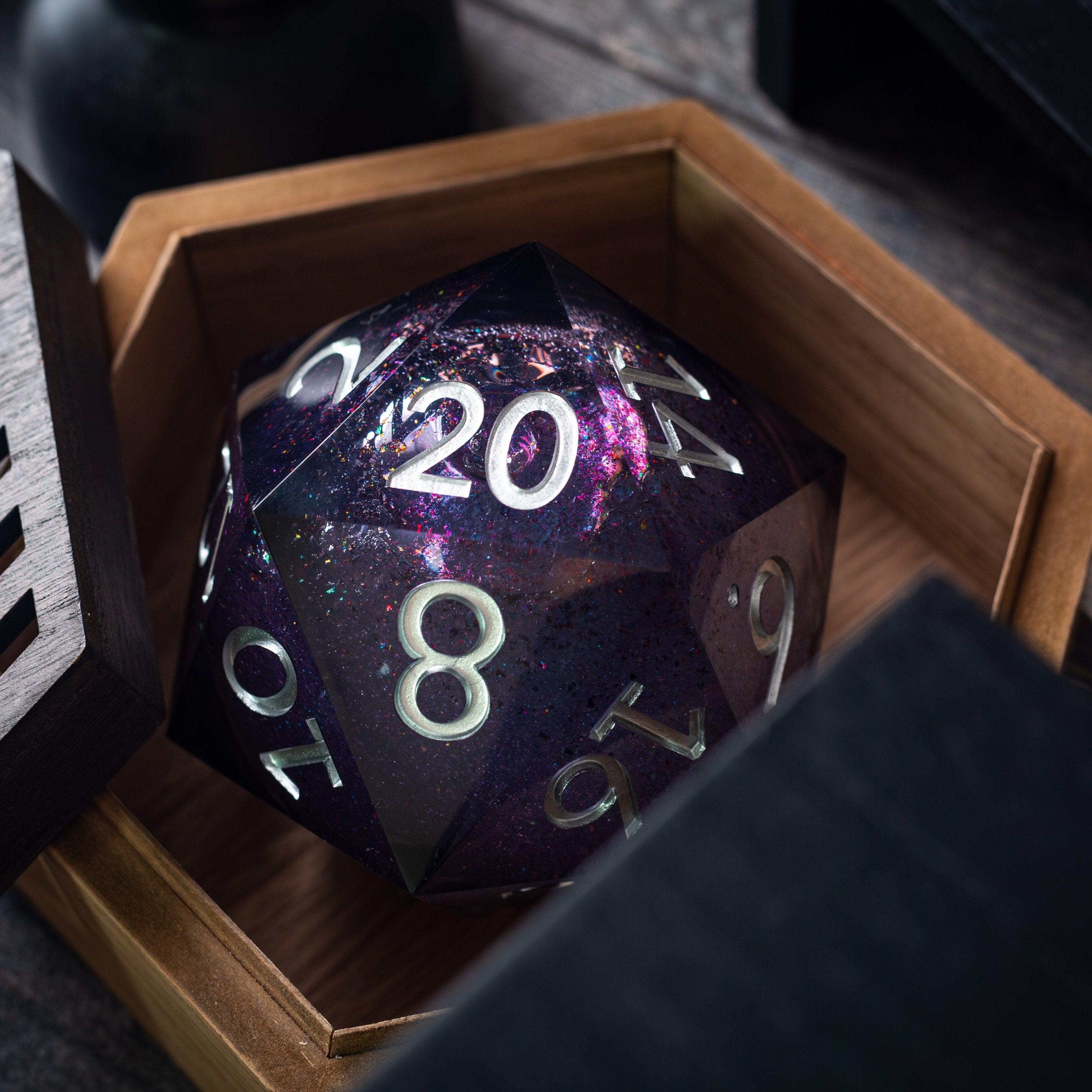 Massive Black Rainbow Glitter Liquid Core 95MM Chonk Handmade Resin Dice And Box | Resin Chonk | Wiccan Center
