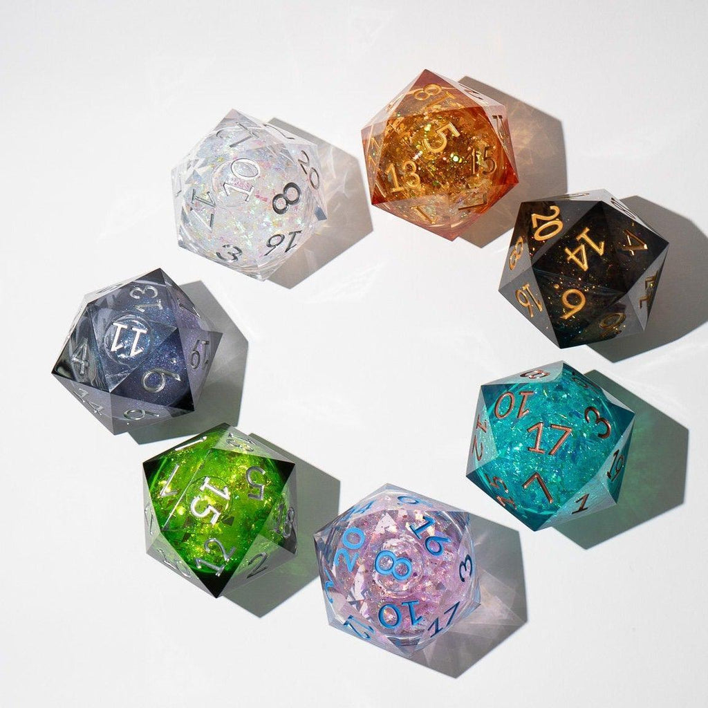 Massive Dark Black And Foil Liquid Core 95MM Chonk Handmade Resin Dice And Box | Resin Chonk | Wiccan Center