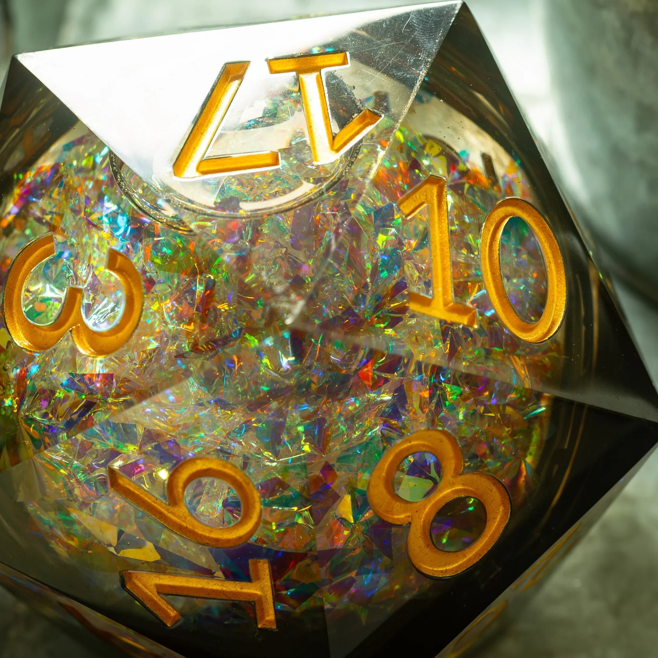 Massive Dark Black And Foil Liquid Core 95MM Chonk Handmade Resin Dice And Box | Resin Chonk | Wiccan Center