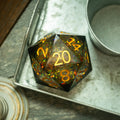 Massive Dark Black And Foil Liquid Core 95MM Chonk Handmade Resin Dice And Box | Resin Chonk | Wiccan Center