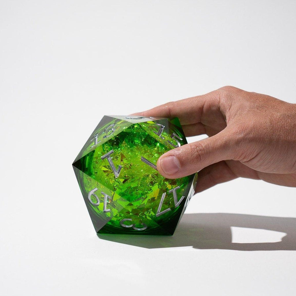Massive Green Liquid Core 95MM Chonk Handmade Resin Dice And Box | Resin Chonk | Wiccan Center