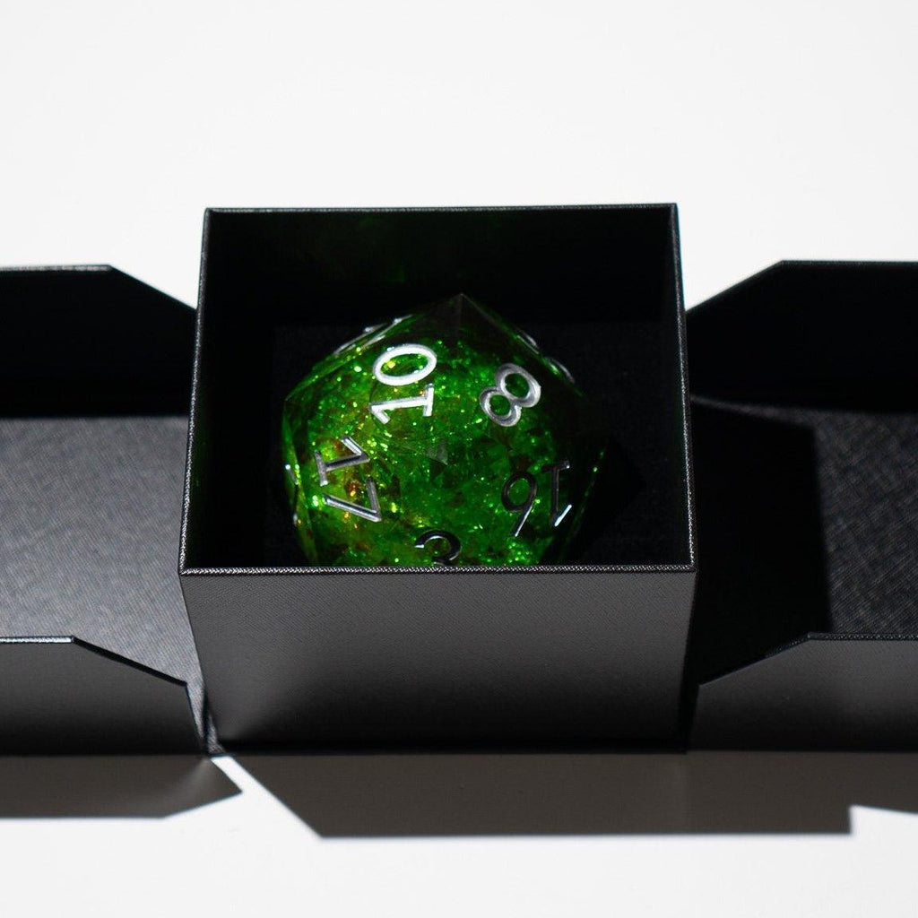 Massive Green Liquid Core 95MM Chonk Handmade Resin Dice And Box | Resin Chonk | Wiccan Center