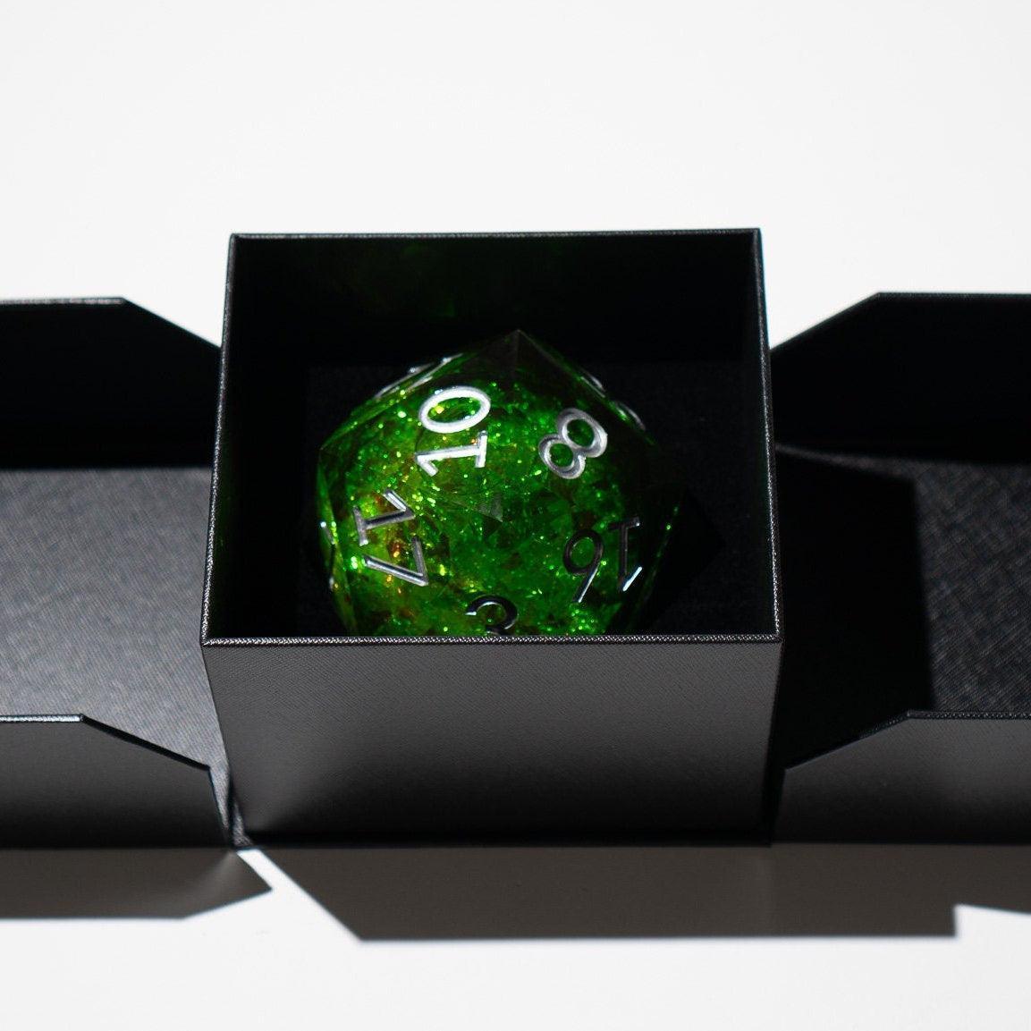 Massive Green Liquid Core 95MM Chonk Handmade Resin Dice And Box | Resin Chonk | Wiccan Center