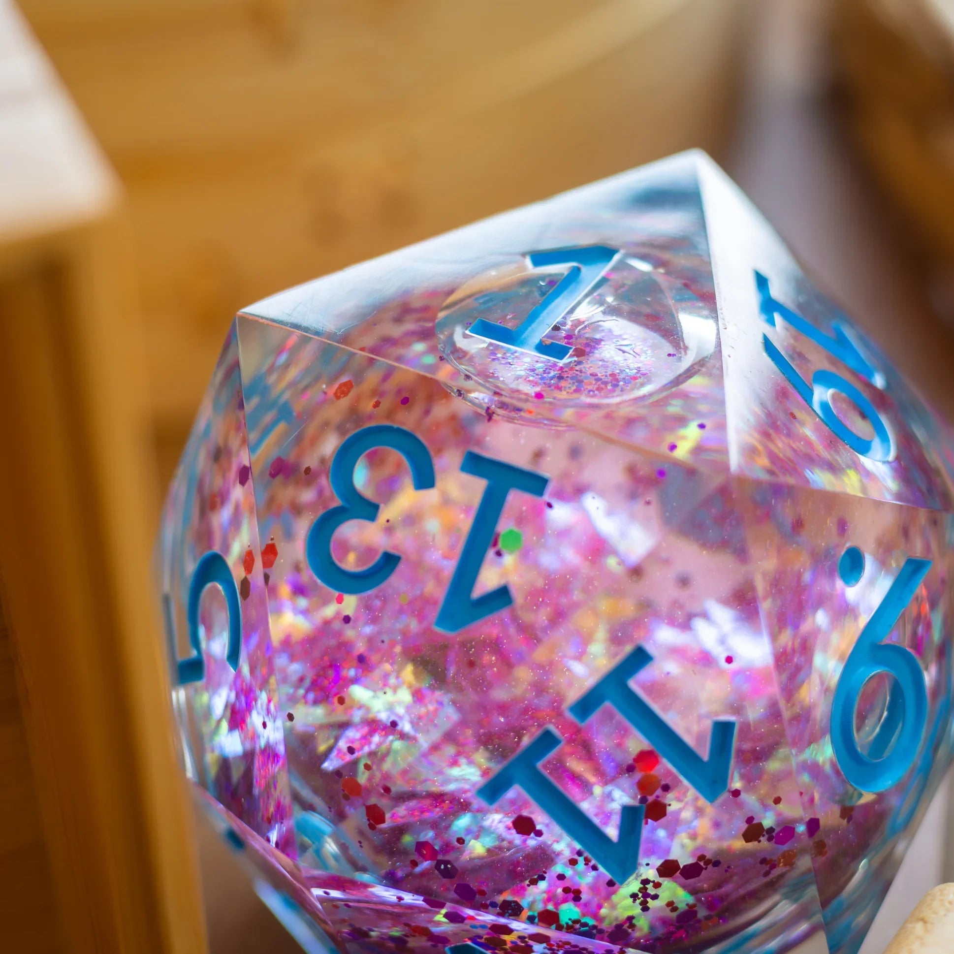 Massive Pastel Pink Baby Blue Glitter Liquid Core 95MM Chonk Handmade Resin Dice And Box | Resin Chonk | Wiccan Center