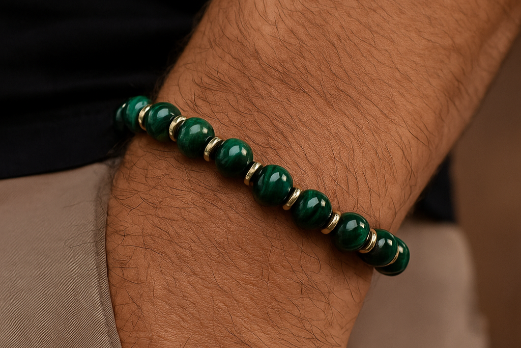 Green Tiger Eye Wealth & Confidence Bracelet – 8mm Beads with Gold Accents (Medium Wrists) | | Wiccan Center